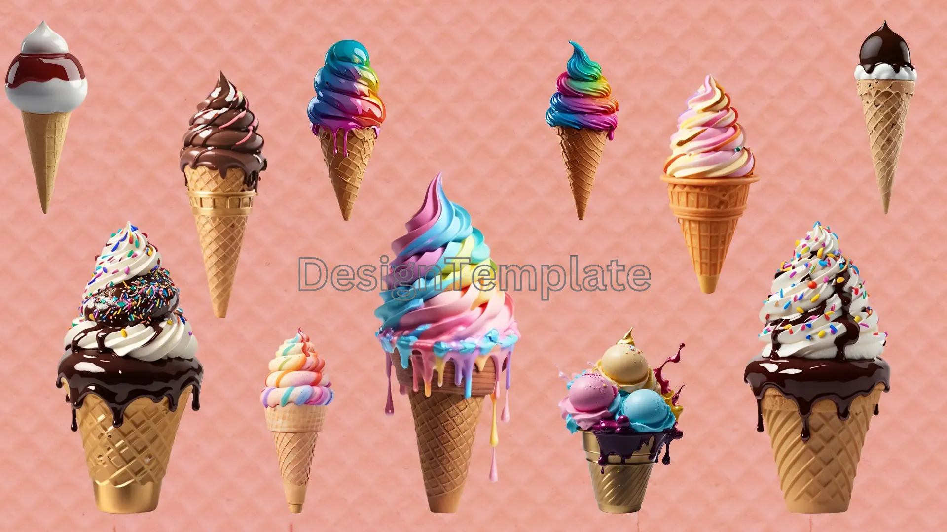 Colorful Ice Cream 3D Elements Pack image